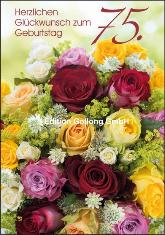 Klappkarte 75. Geburtstag, Rosenstrau